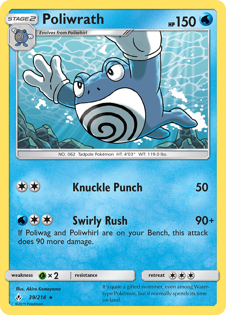 Poliwrath 39/214 Unbroken Bonds Reverse Holo Pokemon Card NM