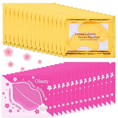 Miniling 30 Pairs 24K Gold Eye Masks & Lip Masks, Under Eye Patches for Puffy Ey