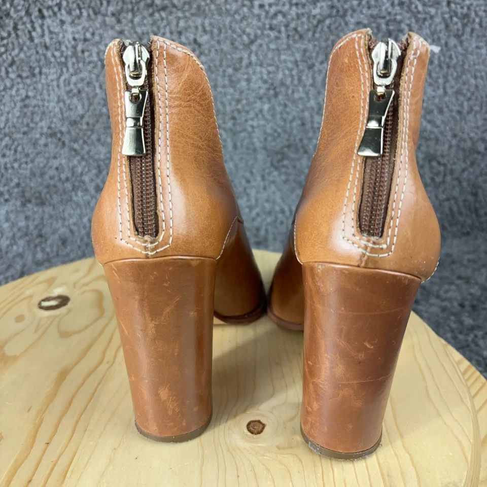 Botas Biondini para mujer talla 8 cuero tostado tacón ancho botín hecho en Brasil Foto 4 de 4
