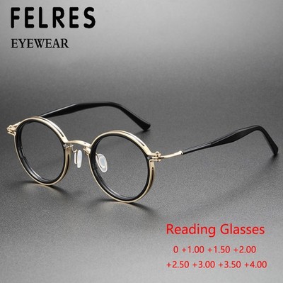Men Round Anti Blue Light Reading Glasses Clear Lens Presbyopic Readers New