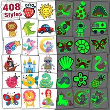 Partywind 408 PCS Temporary Tattoos for Kids, Glow and Glitter Fake White