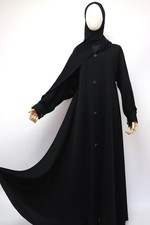 Dubai Abaya Closed Cuffed Flare Umbrella Abaya Muslim Modest Dress Black
