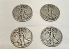 Walking Liberty Half Dollars; Lot of 4; 1943-46 90% Silver Circulated