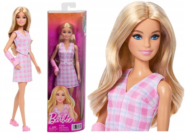 Barbie Fashionistas Doll With Leg Cast - Pink Gingham Dress JJN56-image
