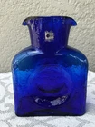 Blenko Double Spout Vintage Cobalt Blue Glass Water Pitcher Carafe 8" W sticker