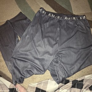 AMIRI Waistband Mens Women's XL Pinstripe Gray Black Stretch Pants Pajama