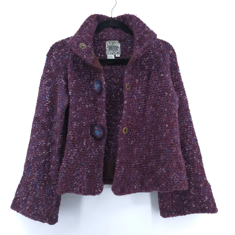 Enagua Anthro Curio Vintage Ciruela Cottagecore Grueso Tejido Cubierto Botones M Foto 2 de 4