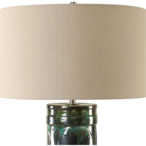 Uttermost 30396 Loch Table Lamp Peacock Green And Slate Glaze and Brushed Nickel - Picture 6 of 7