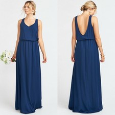 Show Me Your Mumu Kendall Maxi Dress in Rich Navy Crisp Women's Size XS