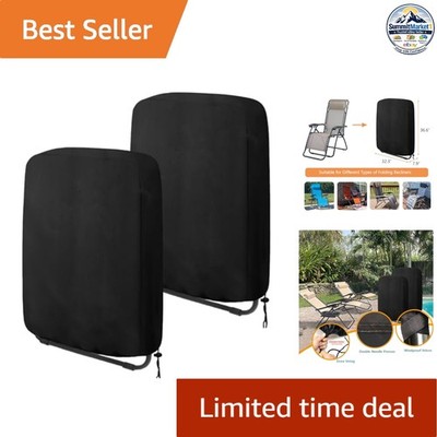 Zero Gravity Chair Covers 32.3in W x 36.6in H Black 2 Pcs Waterproof Set