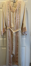 Wonderful Viintage 80s Etienne Blush w/Pink Trim 3 Pc Robe Pajama Set Sz Lg
