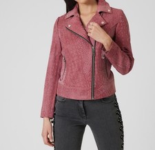 Lederjacke rot 46 Damen Jacke Bikerstyle Krok...