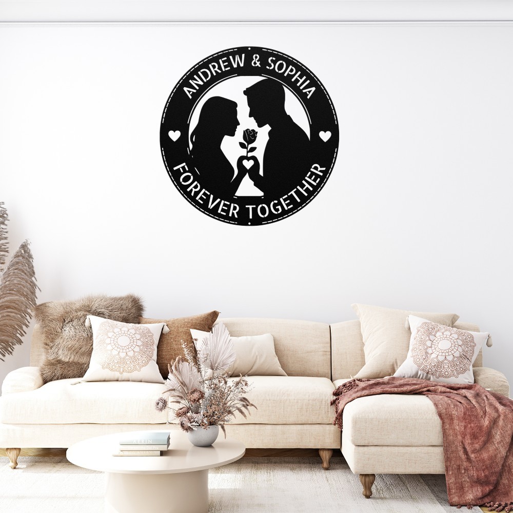 Personalized Romantic Couple Metal Sign Custom Names Love Wall Decor Gift