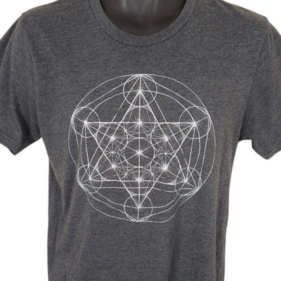 Metatrons Cube T Shirt Mens Size Medium Gray Sacred Geometry Archangel