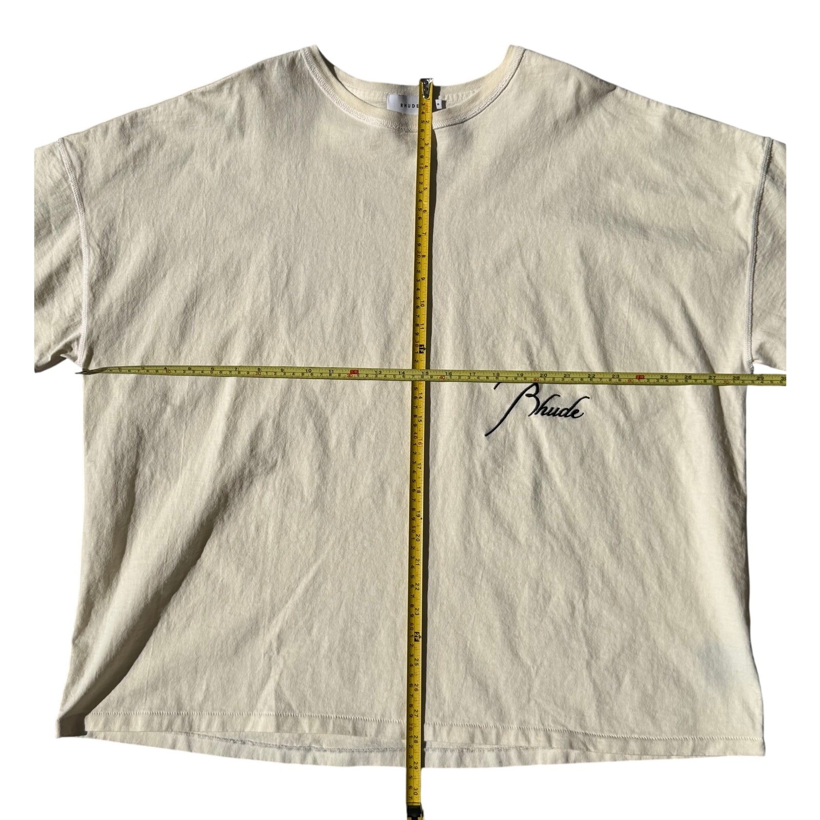 Rhude Script Cursive Logo Embroidered T-Shirt - image 5