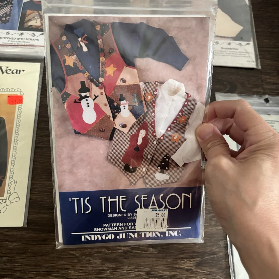 Lot 9 Vintage Sweatshirt Applique Patterns Holiday Christmas Snowman Santa Angel - Image 3 of 4