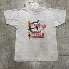 Vintage 80s Tower Records Moscow Russia Soviet Sickle Tshirt Medium Grey Rock