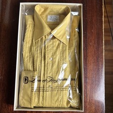 Vtg 70s Lion Of Troy Tuxedo Shirt Mens Gold Pleated Prom NOS 15 34