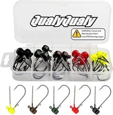Ned Rig Jig Heads & Baits Kit for Bass Fishing, Weedless Hooks, 25PCS, 1/8-1/5oz