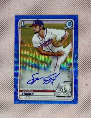 2021 Bowman Chrome Draft Spencer Strider 1st Blue Refractor Auto RC /150 Braves