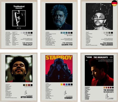 BDSHUNBF Poster Set mit 6 Album Cover The Weeknd, Leinwand Wandkunst,