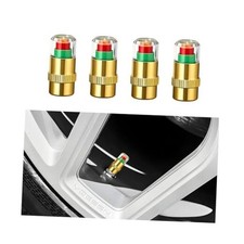 4PCS Car Tire Pressure Monitor Valve Stem Caps, 2.4Bar 36PSI 3 Color Eye Brass