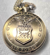 UNITED STATES AIR FORCE POCKET WATCH USAF BRONZE QUARTZ ANALOG 80cm CHAIN