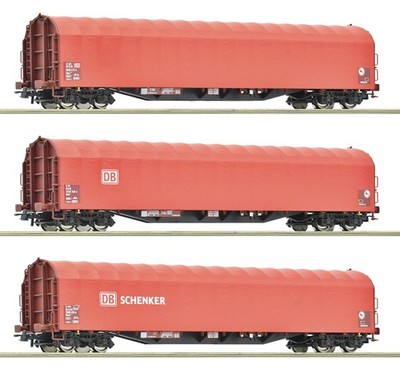 HO Scale Wagons - 6600156 - 3 piece set: Sliding tarpaulin wagons, DB AG