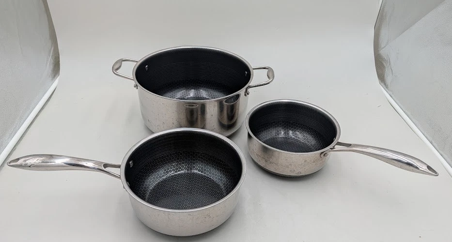HexClad Hybrid Nonstick 6-Piece Pot Set – 8, 3 & 2 Qt Pots W/lids