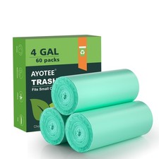 4-6 Gallon Small Trash Bags Compostable 60 Count Pack of 1 , Green