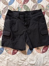 Eddie Bauer Women's Black Solid Cargo Shorts, Button Closure, Pockets, 8