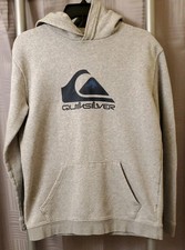 QUIKSILVER Boys Graphic Hoodie Jumper 15-16 Years XL Gray Cotton Blend