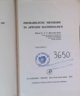 Probabilistic Methods in Applied Mathematics: v. 3 Reid, A. T. Bharucha: