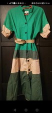 Stunning Green Block Stripe Dress Size 12, Midi Length