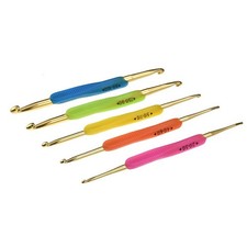 5Pcs Double Head Crochet Hooks Ergonomic Rubber Handle Aluminum Knitting Needles