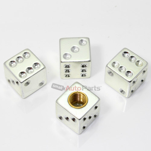 4 Chrome Silver Dice Tire/Wheel Stem Air Valve CAPS covers car truck