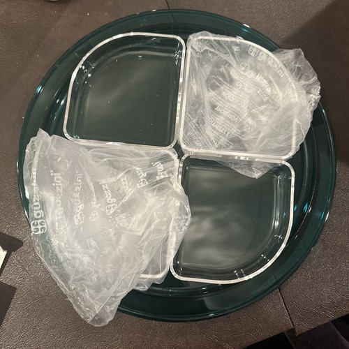 Vtg New Guzzini Lucite Tray Chip Dip Four Section Serving Tray Green Clear FAST - Picture 5 of 6