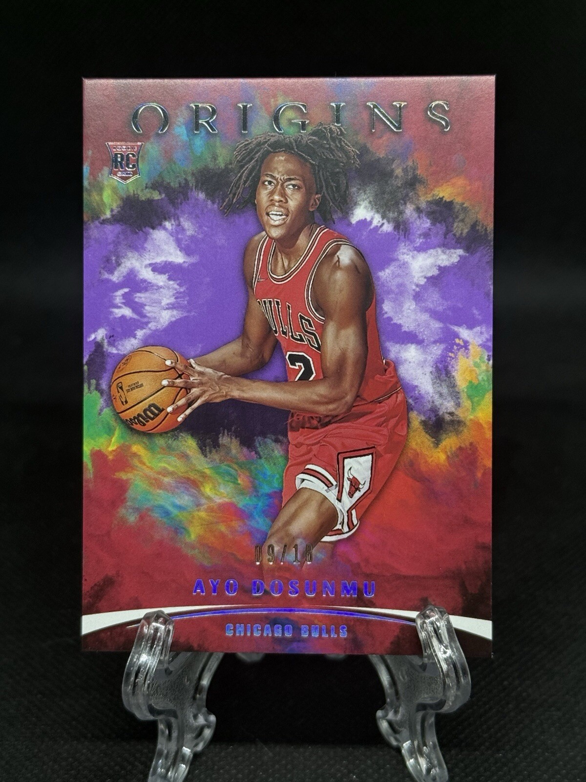 2021-22 AYO DOSUNMU PANINI ORIGINS FOTL ROOKIE PURPLE /18 RC BULLS