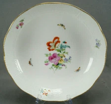 KPM Berlin Hand Painted Floral Butterflies 9 1/2 Inch Round Bowl C.1915