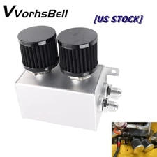1.2L-10AN Oil Catch Can Baffled 2Port Reservoir Tank+Dual Breather Filter Black