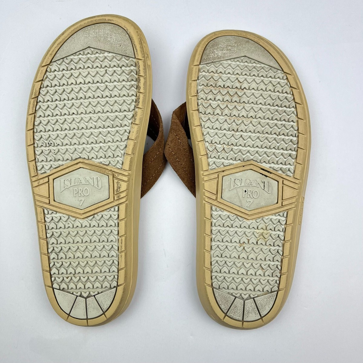 Island‎ Slipper Brown Suede Mens Size 5 MADE IN HAWAII Flip Flops Sandals Island Slipper Classic Two Tone Leather Suede Flip Flop  main image 2