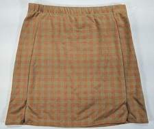 LIVI Skirt Girl's size M Orange  Brown Plaid Elastic Waist NWOT