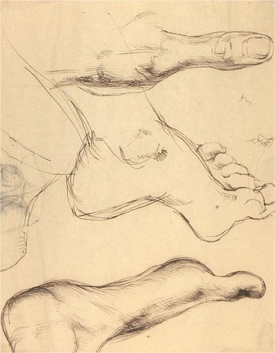 Pair of 20th Century Pen and Ink Drawings - Feet Studies