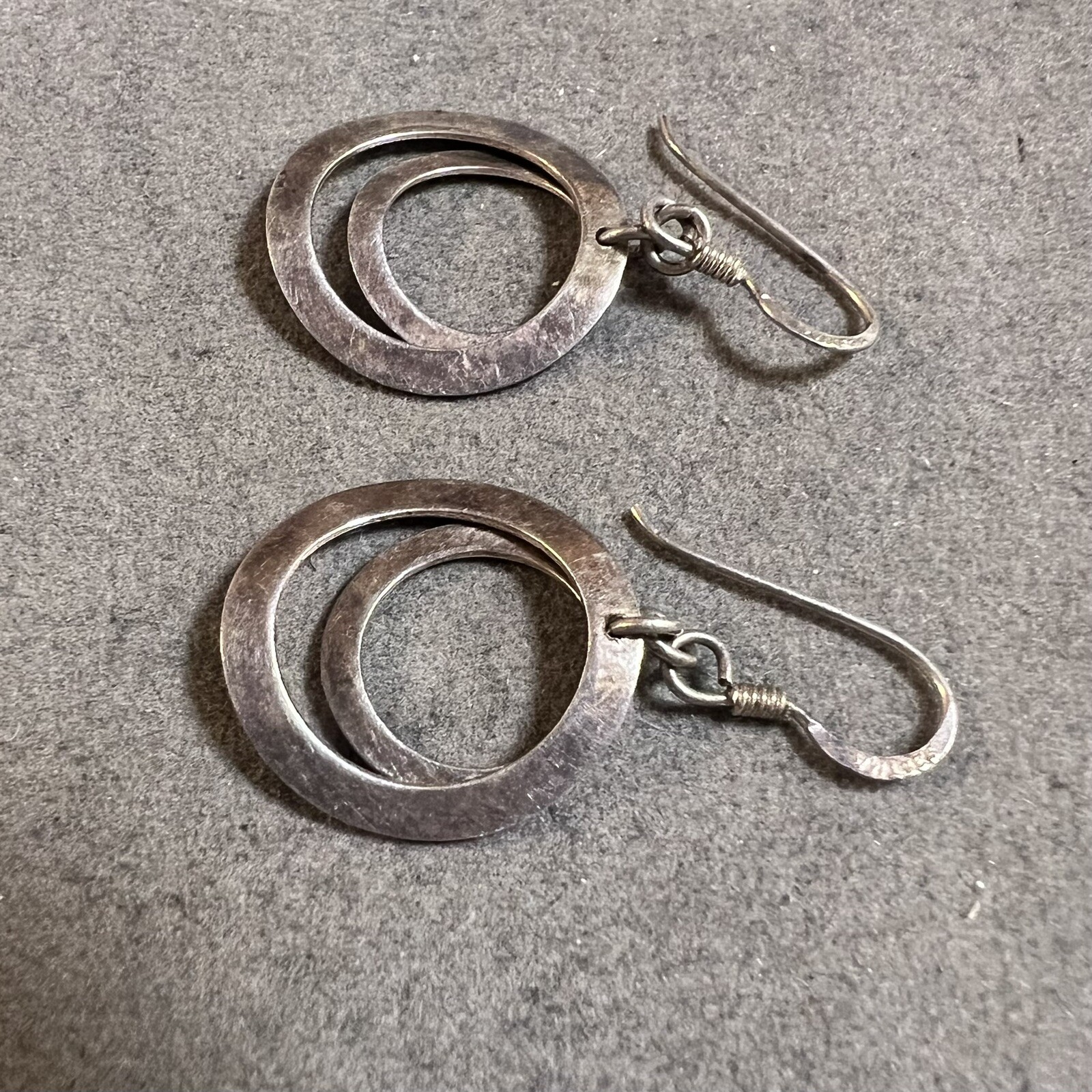 Vintage Artisan Double Circle Dangle Drop Sterlin… - image 7