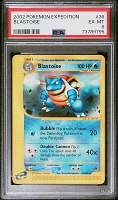 PSA 6 EX-MT Blastoise #36 Rarel 2002 Expedition Vintage Pokemon