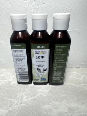 3 - Aura Cacia Organic Castor Skin Care Oil 4 fl oz Liq (3 pack)