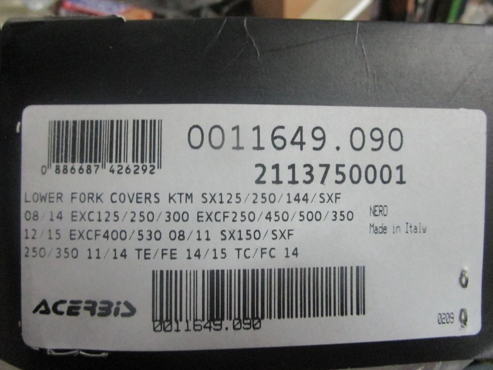 08-16 KTM125 144 150 200 250 300 400 450 505 530 Acerbis Fundas Horquilla Inferior NEGRAS Foto 2 de 4
