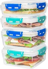 4 PCS Sandwich Containers - 100% Airtight & Bpa-Free & Microwave & Dishwasher Sa