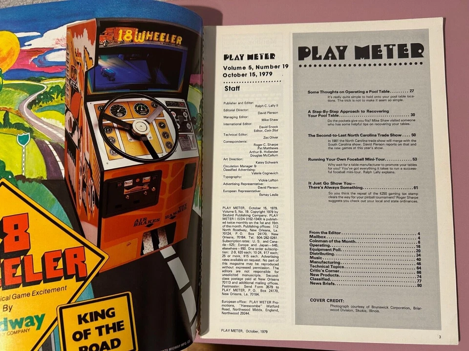 Revista Play Meter 15 de octubre 1979 Vol 5 No. 19 videos arcade, pinball, volantes Foto 2 de 4