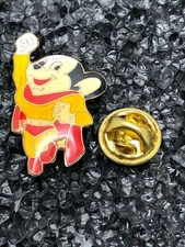 Vintage 80s Mighty Mouse Pin Enamel Pinback Lapel Hat Pin.
